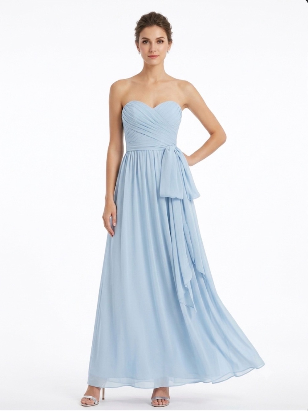 RSVP Sugarlips XS Baby Blue Strapless Chiffon Maxi Bridesmaid Formal Gown